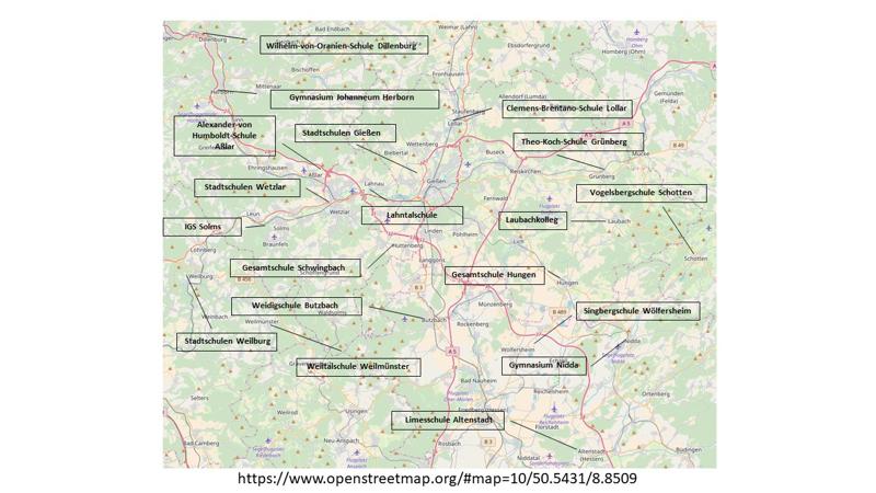 Übersichtskarte Ausbildungsschulen